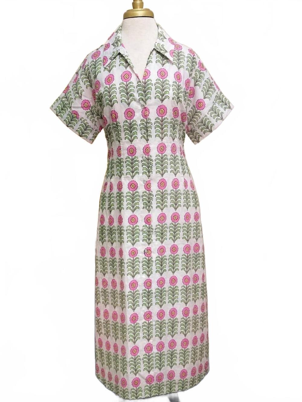 NEW THML women's charleston summer dress in pink/ green